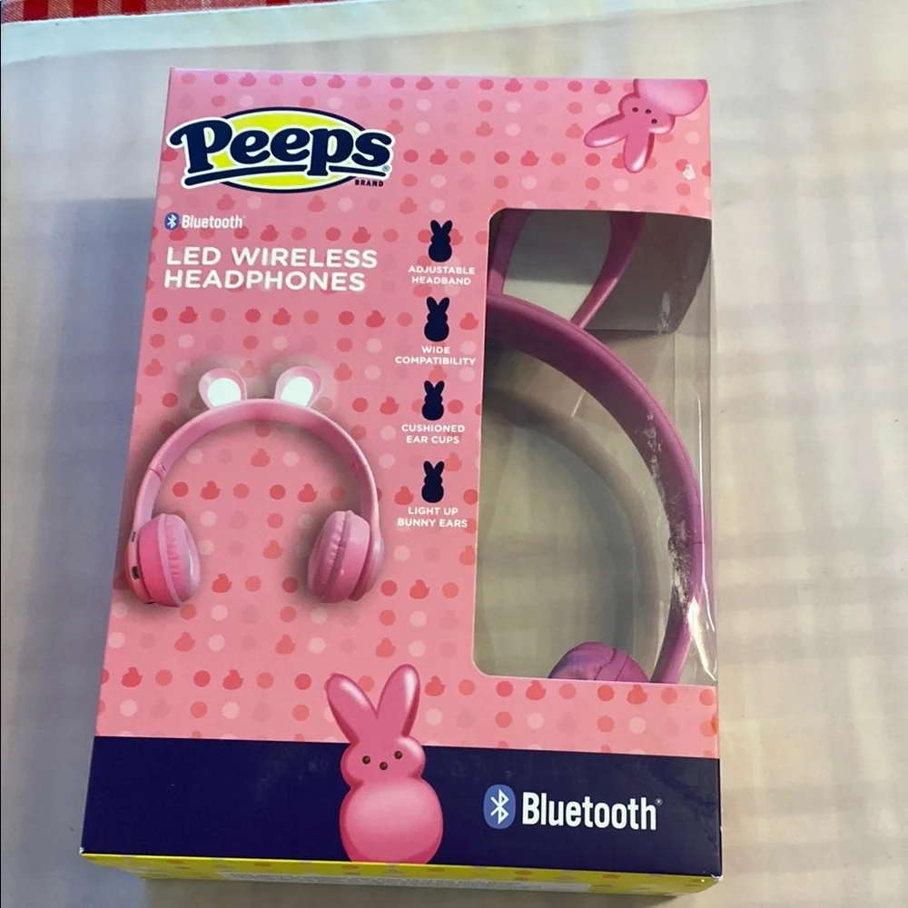 Pink Bluetooth Over-Ear Headset with Bunny Design peeps